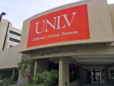 An exterior image of the Lee Business School at UNLV building.