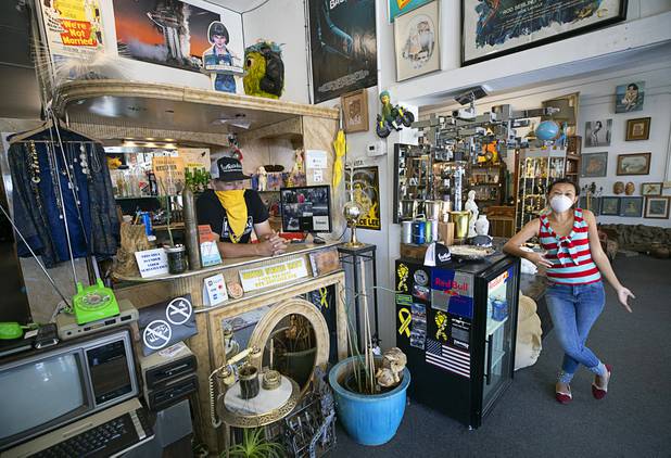 Jeff and Meuy Anthony, owners of Vintage Vegas talk about reopening during in interview at the store on Main Street Saturday, May 9, 2020. Saturday was the first day restaurants, salons and other nonessential businesses were allowed to reopen after restrictions were imposed to help slow the spread of the new coronavirus.