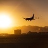 An airplane lands at McCarran International Airport in Las Vegas, Wednesday, May 13, 2020.