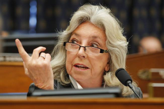 In this Feb. 28, 2020, photo, Rep. Dina Titus, D-Nev., speaks during a House Foreign Affairs Committee hearing in Washington. 