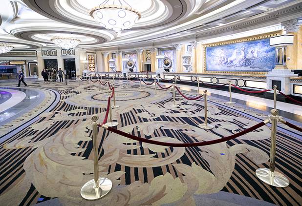 A view of the check-in lobby during a tour of Caesars Palace Thursday, May 21, 2020.