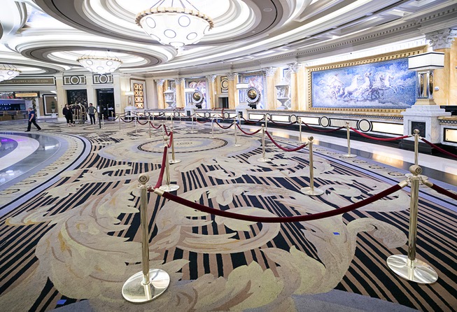 A view of the check-in lobby during a tour of ...