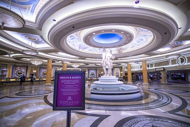 A view of the lobby during a tour of Caesars ...