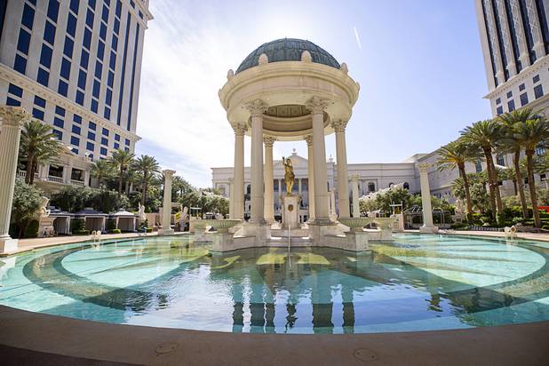 A view of the pool area during a tour of Caesars Palace Thursday, May 21, 2020.