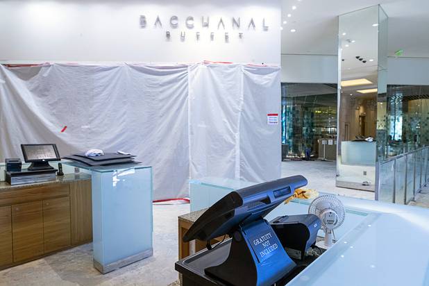The Bacchanal Buffet, undergoing a previously-planned renovation, is shown during a tour of Caesars Palace Thursday, May 21, 2020.
