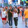 People check out the Fremont Street Experience in downtown Las Vegas Friday, June 12, 2020.