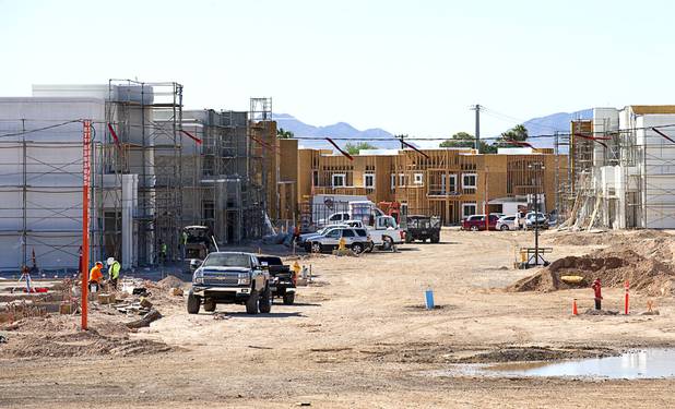 A view of construction at the Showboat Park Apartments, the former site of the Showboat hotel-casino, on Boulder Highway Friday, June 19, 2020.