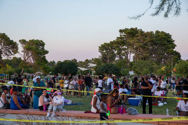People gather at Craig Ranch Regional Park, Friday, June 19, ...