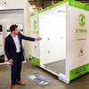 Brandon Main, CEO of Xtreme Manufacturing, speaks on the process behind their new Xtreme Opti-Clean Cube, a portable 360 degree walk-through disinfecting machine that utilizes an all-natural dry mist, Monday, June 22, 2020.