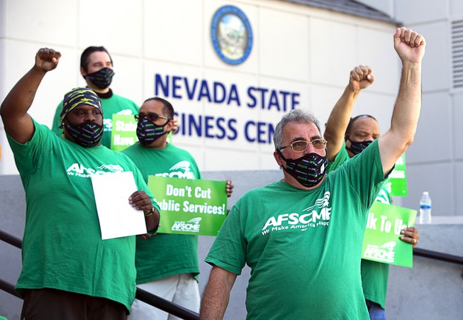 American Federation of State County Municipal Employees (AFSCME) union members ...