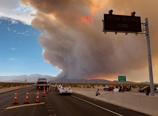 State Route 158 is closed to Mt. Charleston on Sunday, June 28, 2020, as intense winds spread what officials are dubbing the Mahogany fire.