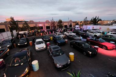 Rows of cars make up the audience at a recent Dreamland Drive-In show.