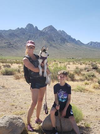 Vanessa Weichberger and her 10-year-old son, Francis, pose with their dog, Keanna, during a trip this month to Zion National Park. After wading in the Virgin River off a trail at the park, the dog suffered seizures and   could not walk. He died within the hour.
