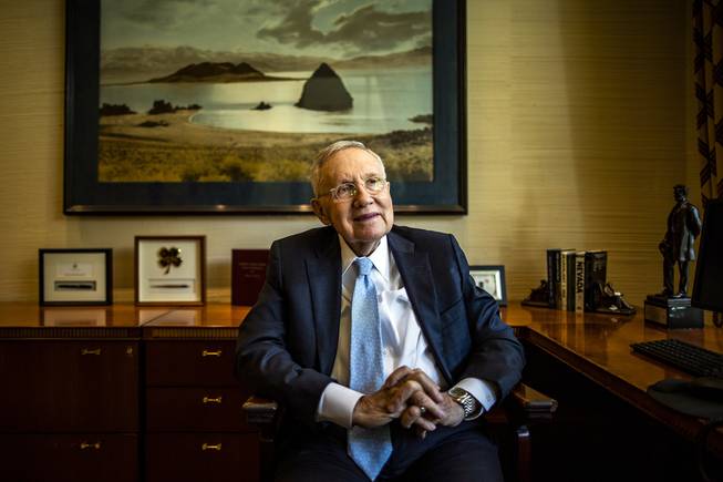 Former Sen. Harry Reid is shown at his office in Las Vegas on July 2, 2019. 
