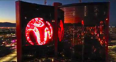 Resorts World Las Vegas provided a preview of the 100,000-square-foot LED screen on its West Tower on July 4.