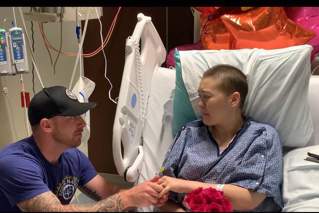 Metro Police officers Crystal Sanchez and Cameron Sims are married in the hospital. Sanchez is battling stage 4 lung cancer.  