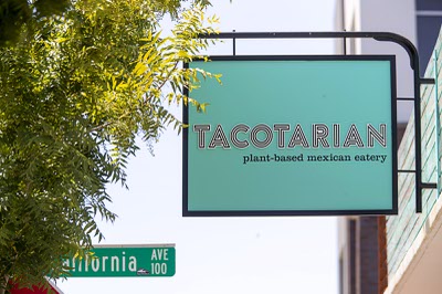Signage is shown for Tacotarian, on the corner of Casino Center Boulevard and California Avenue, Wednesday, Aug. 5, 2020.