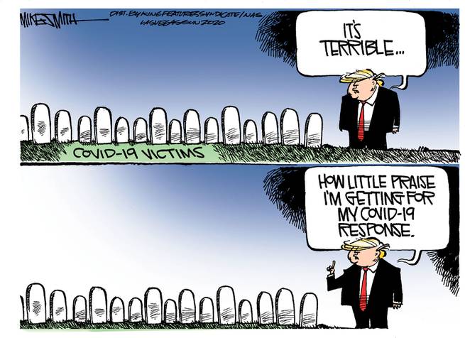 Donald Trump looking a row of headstones while saying, 