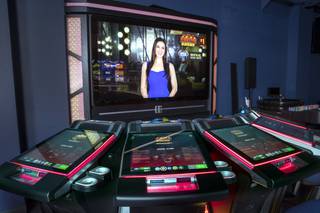 An electronic table game is displayed in the cScientific Games showroom Thursday, Aug. 6, 2020.