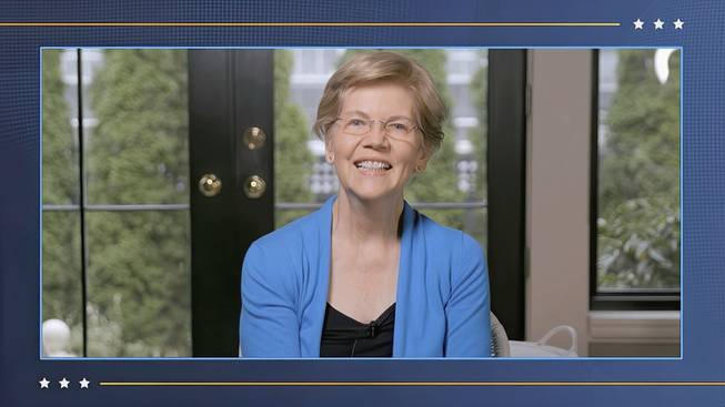In this image from video, Sen. Elizabeth Warren, D-Mass., speaks ...
