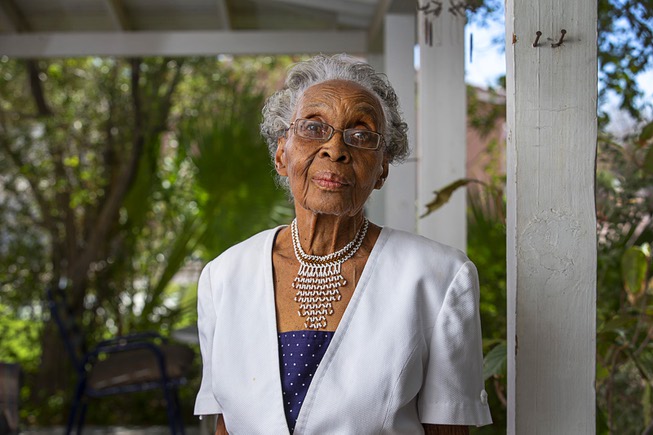 Helen Anderson Toland, 94, poses at her home in Las ...