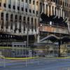 Damage is shown after an early morning fire at the Four Queens parking garage at Casino Center Boulevard and Carson Avenue in downtown Las Vegas Thursday, Sept. 17, 2020. At least five cars on the first level of the garage burned, officials said.