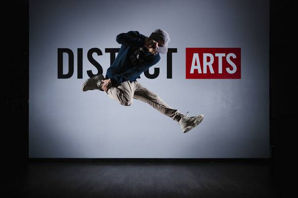 B-Boy Ronnie Abaldonado break dances in the DISTRCT ARTS studio, Monday, Oct. 5, 2020.