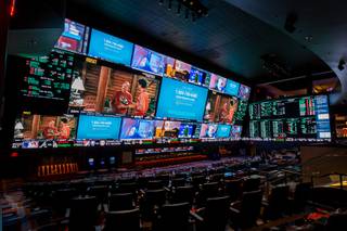 The new sports book at Circa is seen during a media tour Monday, Oct. 19, 2020. The property undergoes finishing touches in preparation for their opening on Oct. 28.