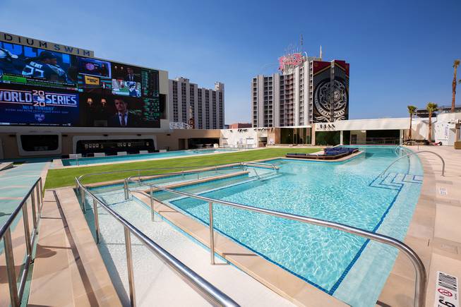 A look at Stadium Swim at Circa during a media preview of the resort Monday Oct. 19, 2020. The property makes its final finishing touches for the October 28 opening.