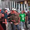 Tourists cross Las Vegas Boulevard on a pedestrian walkway near Harmon Avenue Saturday, Oct. 24, 2020. 