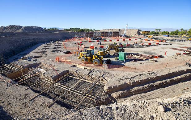 A view of the Henderson Events Center construction site Wednesday, Oct. 28, 2020. The multi-purpose, 6,000-seat indoor events center will be the arena for the Henderson Silver Knights.
