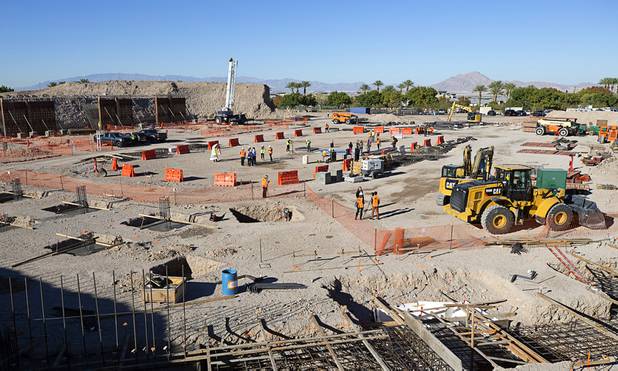 A view of the Henderson Events Center construction site Wednesday, Oct. 28, 2020. The multi-purpose, 6,000-seat indoor events center will be the arena for the Henderson Silver Knights.