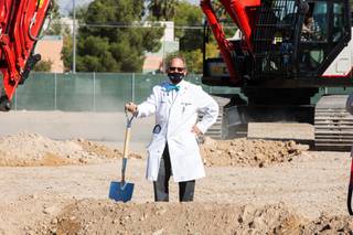 Marc Kahn, dean of the UNLV School of Medicine, is shown at a groundbreaking ceremony for the school's new building at the Shadow Lane campus, Thursday, Oct. 28, 2020.