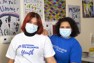 Nazareth Jimenez, 16, and her mother Francis Garcia, a temporary protected status (TPS) holder from Honduras, pose at the Arriba Las Vegas Worker Center Friday, Oct. 30, 2020.