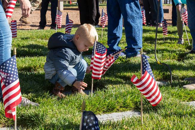 Volunteers Place Flags for Veterans Day at Southern Nevada Veterans Memorial Cemetery
