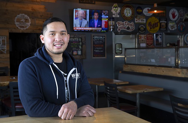 Van-Alan Nguyen, owner of 595 Craft and Kitchen and Art District Kitchen, poses in 595 Craft at Rainbow Boulevard and Tropicana Avenue Wednesday, Nov. 11, 2020.