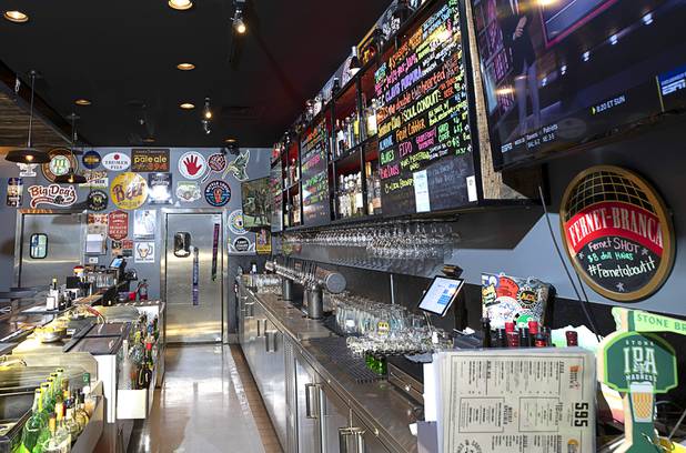 A view of the bar at 595 Craft and Kitchen at Rainbow Boulevard and Tropicana Avenue Wednesday, Nov. 11, 2020.