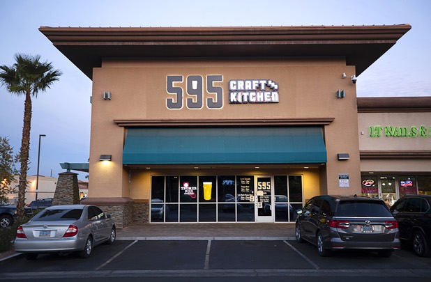 An exterior view of 595 Craft and Kitchen at Rainbow Boulevard and Tropicana Avenue Wednesday, Nov. 11, 2020.
