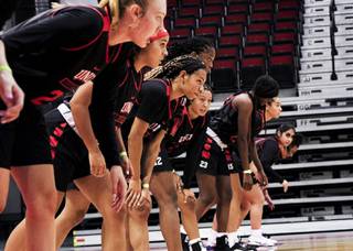 The UNLV women's basketball team practice during the preseason with new coach Lindy La Rocque.