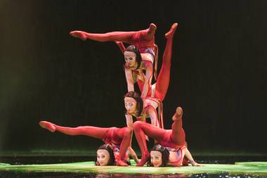 Contortionists perform in Cirque du Soleil’s “O” at Bellagio.