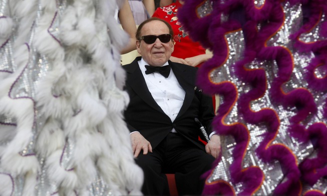 Las Vegas Sands Chairman and CEO Sheldon Adelson watches a ...