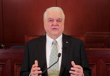 Nevada Governor Steve Sisolak delivers his State of the State address Tuesday, Jan. 19, 2021.