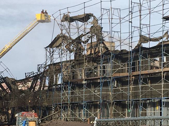 Fire did an estimated $25 million to $30 million in damage to an apartment complex under construction near Tropicana Avenue and Fort Apache Road on Monday, Jan. 18, 2021, according to the Clark County Fire Department.