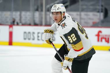 Golden Knights left wing Tomas Nosek is shown in the second period against the Arizona Coyotes, Sunday, Jan. 24, 2021, in Glendale, Ariz. 