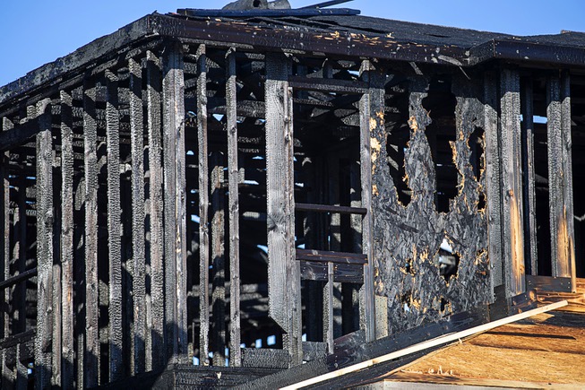 Fire damage is shown a home under construction at a ...