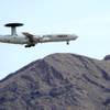 An Air Force airborne early warning and control (AWAC) aircraft comes in for a landing at Nellis Air Force Base Saturday, March 6, 2021. 