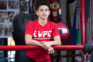 Kaipo Gallegos, 15, poses after a workout at the Las Vegas Fight Club gym Friday, March 19, 2021. Gallegos will compete in the USA Boxing National Championships, March 25 - April 3, for a chance to make the USA Olympic boxing team.