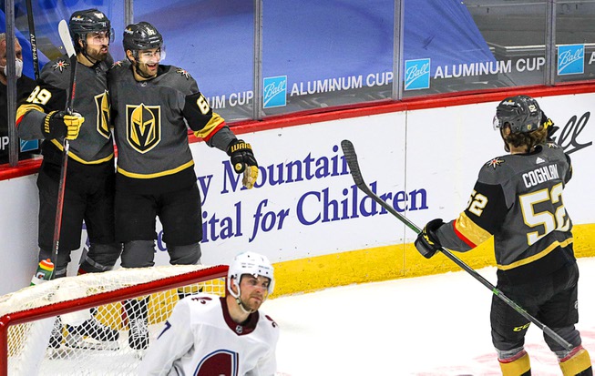 Golden Knights Beat Avalanche In OT Vegas Golden Knights Right Wing Alex Tuch 89 Hugs Left 