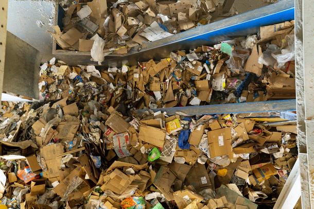 A conveyor belt moves recyclable materials at the Republic Services of Southern Nevada Recycling Center in North Las Vegas, Friday, March 26, 2021.