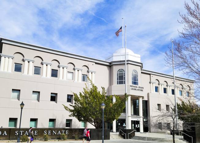The Nevada legislative building is shown in Carson City Friday, April 2, 2021.